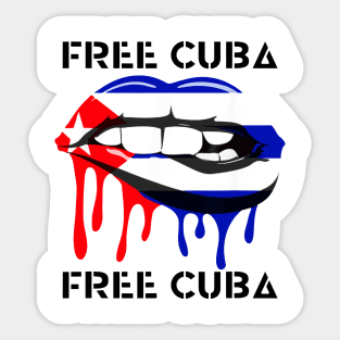 Cuba Flag and Lips Free Patria Cuban Pride y Vida Sticker